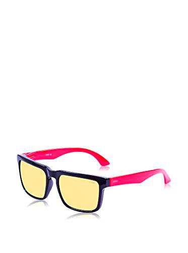 Ocean Sunglasses Bomb Gafas de Sol, Unisex, Negro (Negro Brillo/Patilla Rojo Brillo/Amarillo revo Iridium)