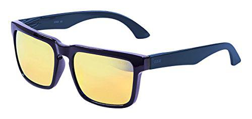 Ocean Sunglasses Bomb Gafas de Sol, Unisex, Negro (Negro Brillo/Patilla Azul Marino/Amarillo revo Iridium)