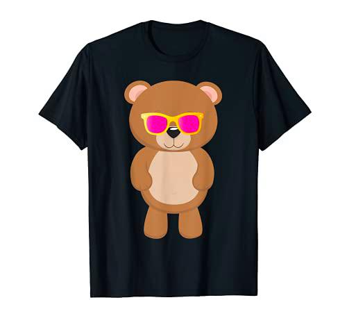 Lindo Oso De Peluche Con Gafas De Sol Gafas De Sol Frescas Camiseta