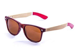 Ocean Sunglasses Beach Gafas de Sol Bamboo Brown Frame/Wood Natural White/Red Arms/Brown Lens