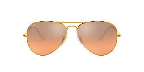 Rayban Gafas de Sol Aviator unisex 0RB3025, Lentes de Espejo Marrón-rosa Plata Lentes de Espejo/Marco dorado