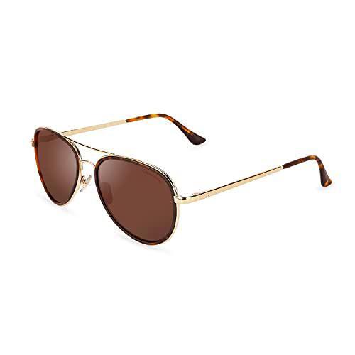 CLANDESTINE A15 Gold Matte Habana Brown - Gafas de sol Nylon HD Hombre &amp; Mujer