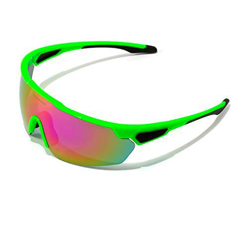 HAWKERS · Gafas de sol deportivas CYCLING para hombre y mujer · GREEN FLUOR