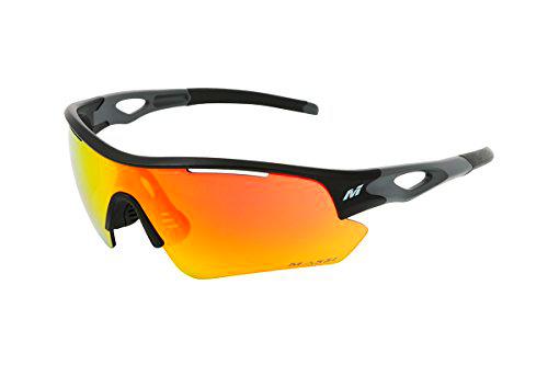 Massi Saga Gafas de Sol Deportivas para Ciclismo, Unisex Adulto, Negro