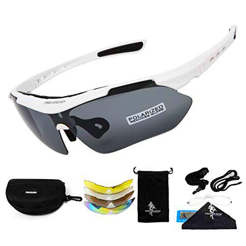 FREE SOLDIER Gafas Ciclismo Hombre Gafas tácticas Militares Gafas Motocross anti-UV400 Gafas de Sol polarizadas 5 en 1 para MTB Airsoft Correr