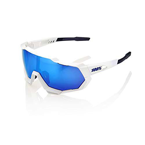 100% SPEEDTRAP-Matte White-Hiper Blue Multilayer Mirror Lens