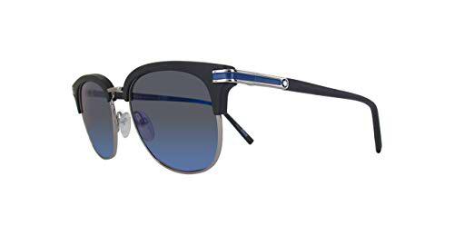 Montblanc Mont Blanc MB701S-02X-52 Gafas de Sol, Negro (Matte Black/Blue Mirror)