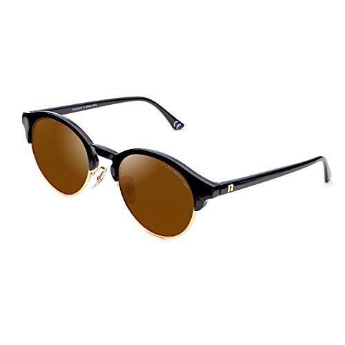 CLANDESTINE Sferico Black Gold Brown - Gafas de Sol Polarizadas Hombre &amp; Mujer