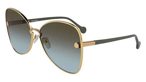 SALVATORE FERRAGAMO SF184S 38698 Gafas de Sol, 726 Gold Khaki acqua Lens