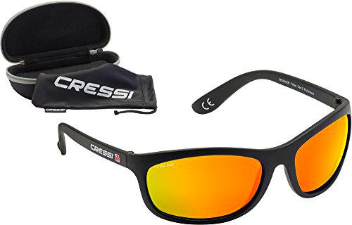 Cressi Rocker Gafas de Sol, Unisex Adulto, Negro/Lentes espejados Naranja