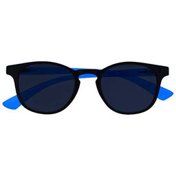 Opulize Gafas De Sol Para Niños Niños Muchachas Años 6+ Negro Neon Azul Bisagras Resorte S47-B