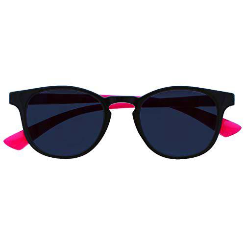 Opulize Gafas De Sol Para Niños Niños Muchachas Años 6+ Negro Neon Rosa Bisagras Resorte S47-F