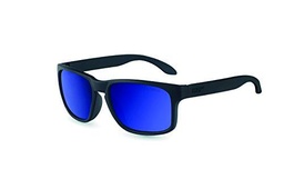 Pegaso Rocky Gafas de sol, Negro/Espejo Azul Revo, 55 Unisex