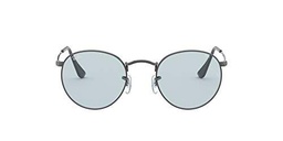 Ray-Ban Round Metal, Lentes oscuros Unisex Adulto, Ruthenium/Light Blue, 53/21/145