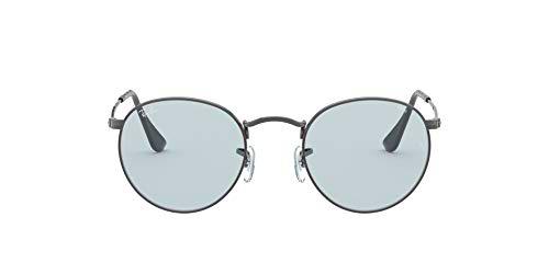 Ray-Ban Round Metal, Lentes oscuros Unisex Adulto, Ruthenium/Light Blue, 53/21/145