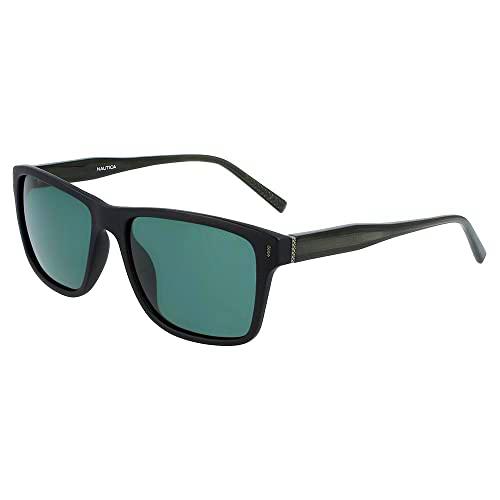 Nautica N6249S Gafas, Matte Black/Green, 56 para Hombre