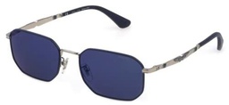 Police SPLE08N Gafas, Shiny Palladium W/Blue Parts