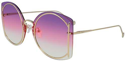 Ferragamo SF196S, Gafas de sol metálicas Shiny Gold/Purple Rose Ivory L Unisex Adulto