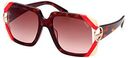 Emilio Pucci EP0159, Gafas de Sol Unisex Adulto, Shiny Red Havana/Gradient Brown Lenses, 57