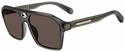 Philipp Plein SPP072M Gafas, Shiny Grey/Green, 57 para Hombre