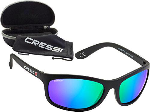 Cressi Rocker Gafas de Sol, Unisex Adulto, Negro/Lentes Reflejado Verde