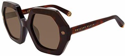 Philipp Plein SPP039M Gafas, Shiny Dark Havana, 53 para Mujer