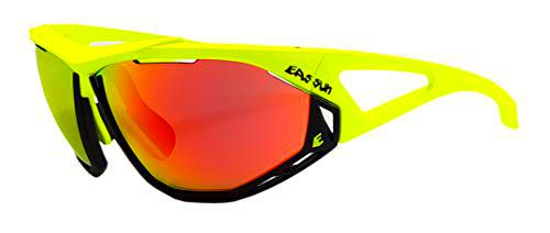 EASSUN Epic Gafa De Sol Deportiva, Unisex Adulto, Amarillo Fluor-Negro, L-XL