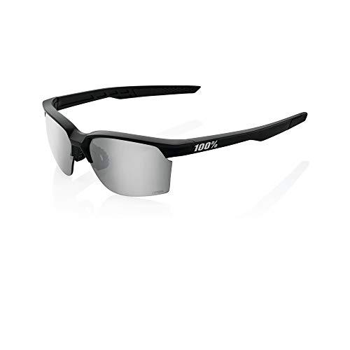 Gafas de Sol 100% Sportcoupe, Negro Mate, Lente Plateada