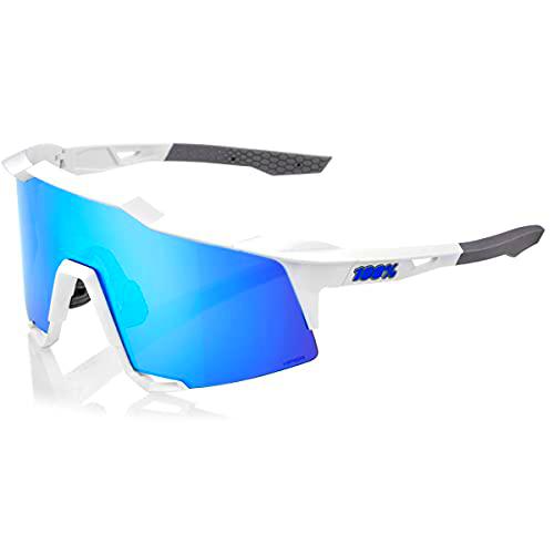 100% SPEEDCRAFT-Matte White-Hiper Blue Multilayer Mirror Lens