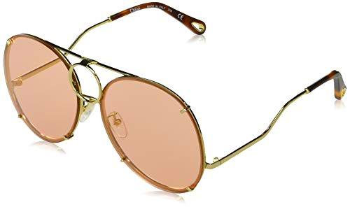 Chloé CE145S - Gafas de sol metálicas doradas / Flash Peach/Blue unisex adulto