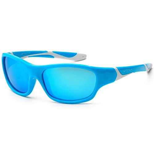 koolsun Niños Gafas de sol Sport 6 – 10 años, aqua &amp; White + ICE BLUE Revo lente | 100% protección UV | Optical Clas 1, cat. 3