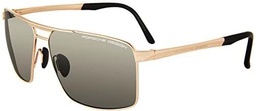 Porsche P8918 Gafas de Sol, Gold, Black, 65 para Hombre