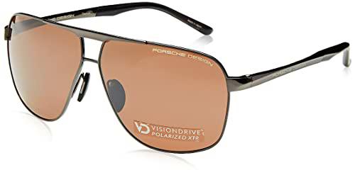 Porsche P8665 Gafas de Sol, Gun, 63 para Hombre