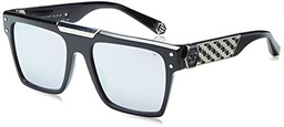 Philipp Plein SPP080 Gafas, Shiny Black, 55 Unisex Adulto