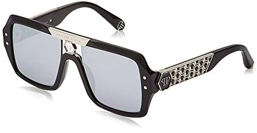 Philipp Plein SPP079 Gafas, Shiny Black, 53 Unisex Adulto