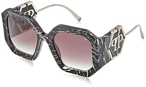 Philipp Plein SPP067 Gafas, Shiny Grey/Black Havana