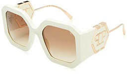 Philipp Plein SPP067 Gafas, Shiny Full Ivory, 54 para Mujer