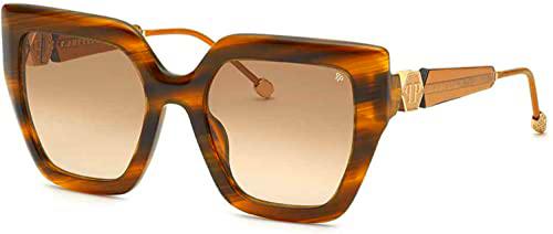 Philipp Plein SPP064S Gafas, Wavy Brown, 53 para Mujer