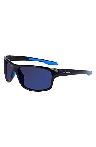 Columbia Men's Sunglasses C559SP BURR - Shiny Black &amp; Blue/Blue Mirror with Blue Mirror Lens