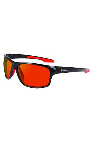 Columbia Men's Sunglasses C559SP BURR - Shiny Black &amp; Red/Orange Revo with Orange Revo Lens