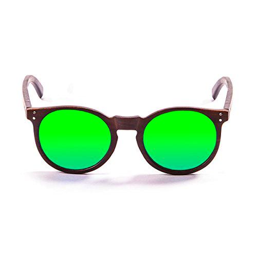 Ocean Sunglasses Gafas De Sol Lizard Bamboo Dark Frame/Wood Dark Arms/Revo Green Lens