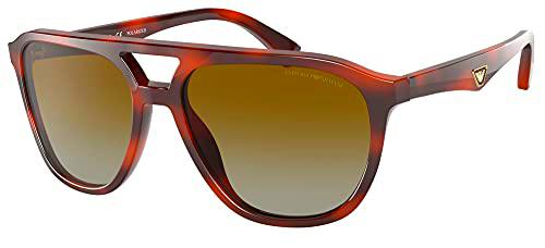 Emporio Armani 0EA4156 Gafas de Sol, Striped Red/Brown Shaded, 58 Unisex