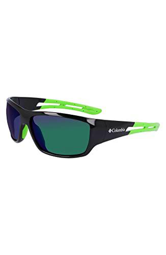 Columbia Men's Sunglasses C525SP UTILIZER - Shiny Black &amp; Green/Green Mirr with Green Mirror Lens