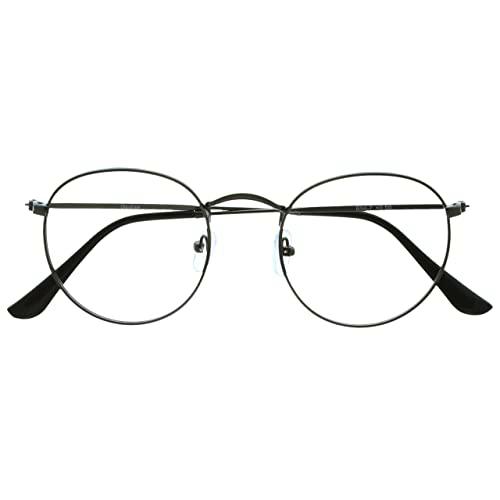 Opulize Sol Gafas de Lectura con Bloqueo de Luz Azul Montura de Metal Retro Redondo Gris Plomo Mate Resistente a Arañazos Bisagras de Muelle Ordenador Gaming Antirreflejante Hombre Mujer B94-7 +1.00