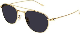 Montblanc EW RD Round Gold Coloured Frame Grey Gafas de Sol