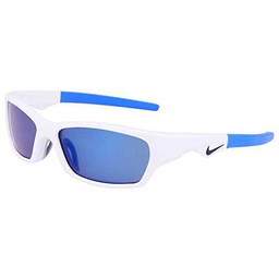 Nike Sun Sunglasses, 100 White Blue Mirror, 57 Unisex