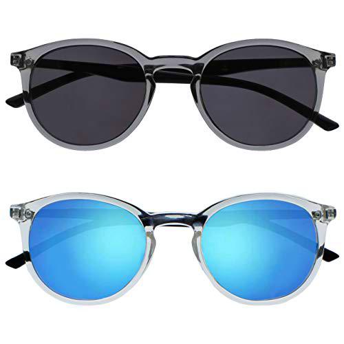 Opulize Met Pack 2 Grande Hombres Mujeres Gris Claro Negro Armas Lectores De Sol Gafas De Lectura UV400 SS60-7C +2,00