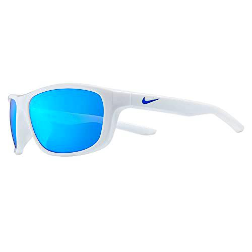 Nike Sun Sunglasses, 100 White Blue Mirror, 57 Unisex