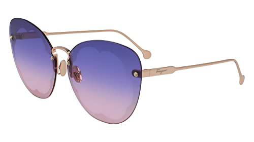 SALVATORE FERRAGAMO SF178S Fiore 37080 Sunglasses, 691 Shiny Rose Gold Purpl