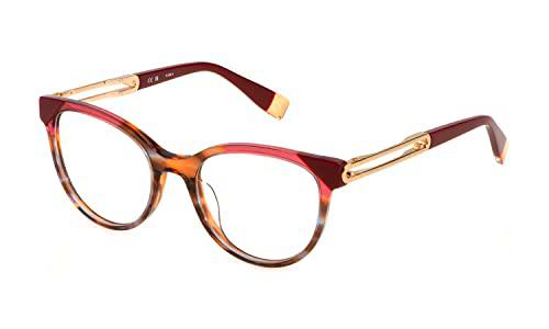 FURLA Gafas DE Vista, Shiny Striped Orange/Brown, 51 para Mujer